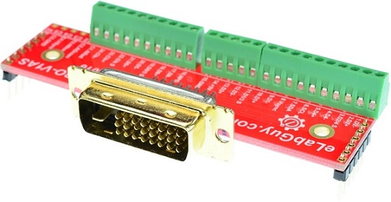 DVI-D Dual Link Male connector Breakout Board elabguy